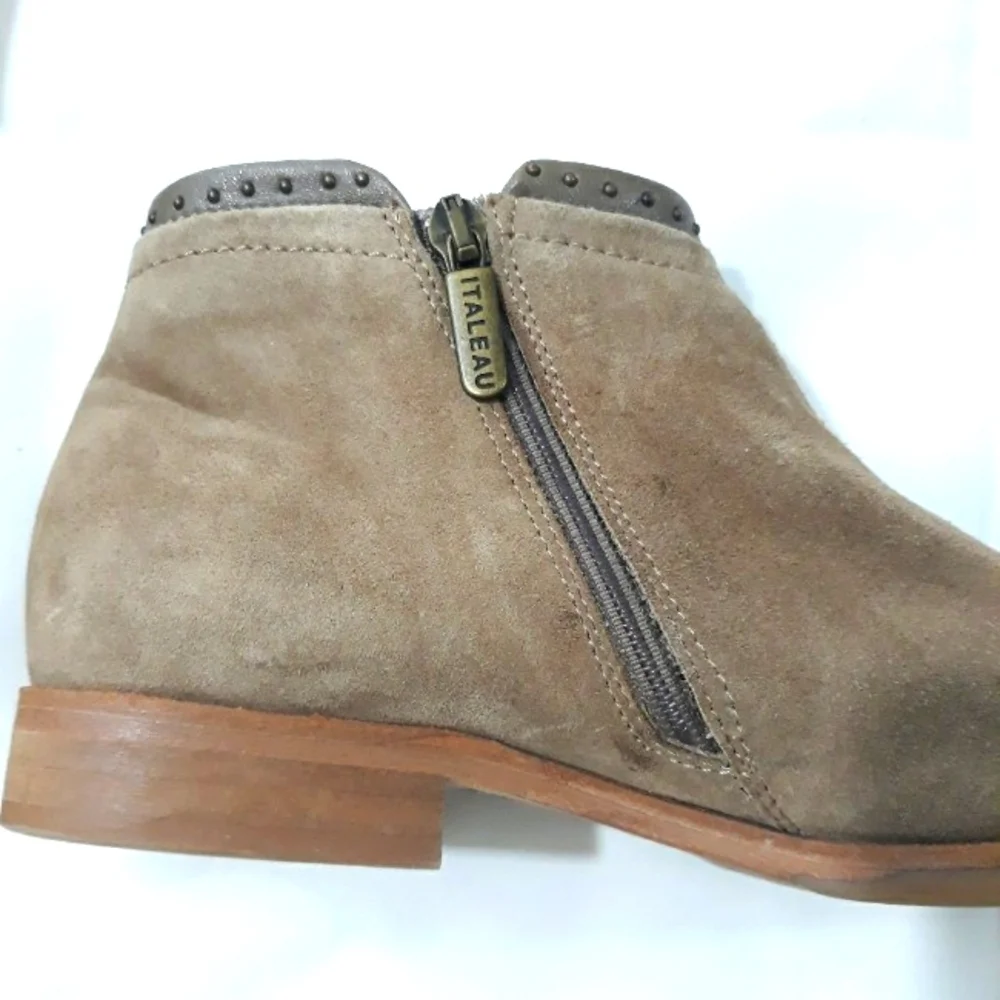 Italeau Handmade in Italy Leather Suede Tan Ankle Zipper Boots Size 36 /6 USA